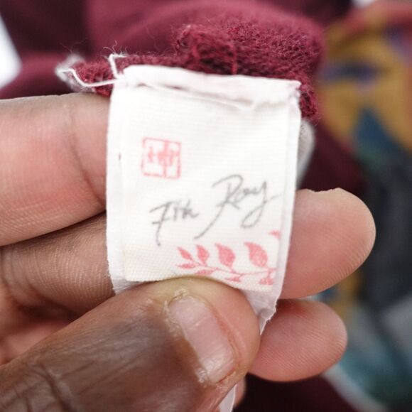 7th Ray Cardigan Women's Small Burgundy Aztec Pockets Long Sleeve Hooded Sweater - Picture 4 of 6